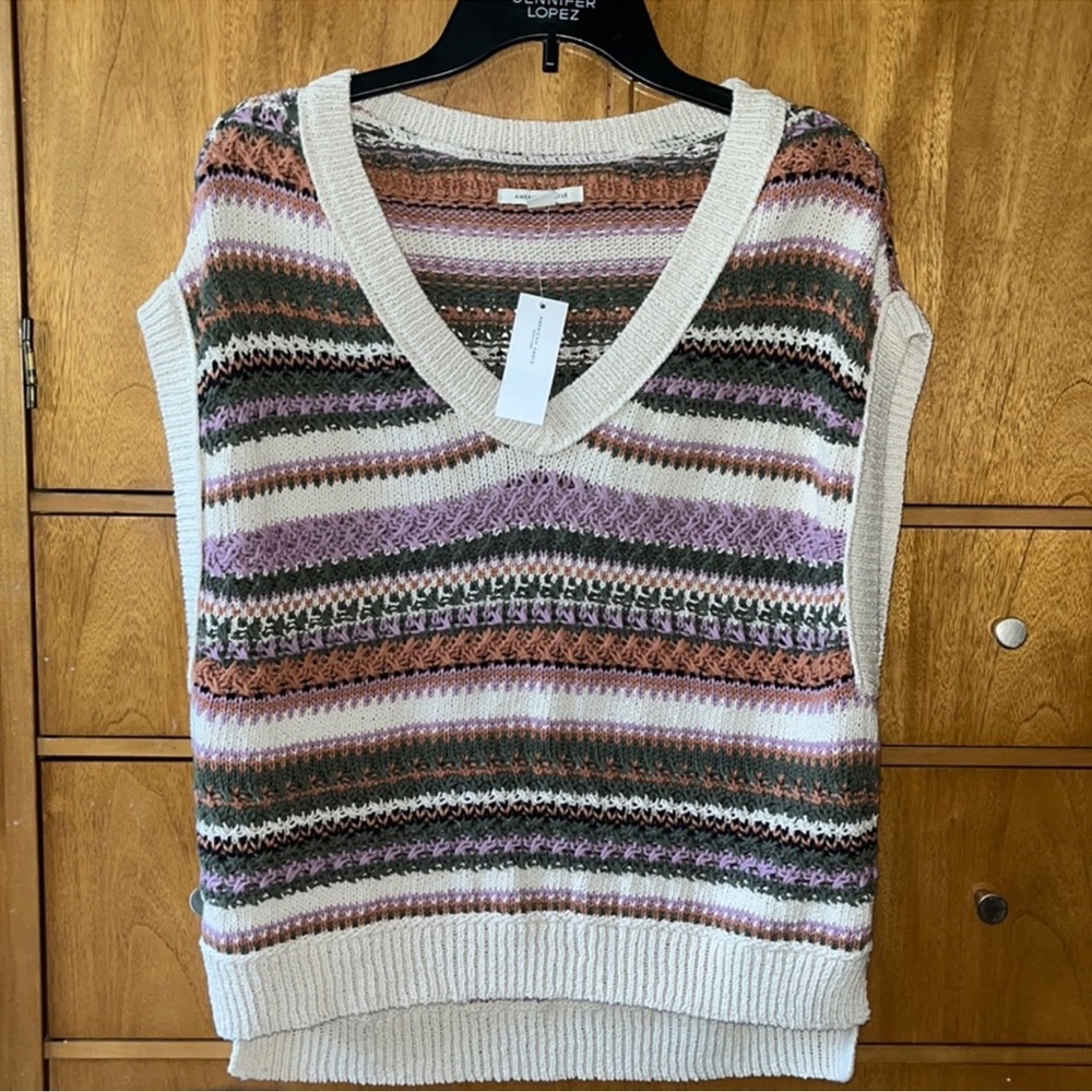 American Eagle Outfitters V-Neck Sweater with Stripes